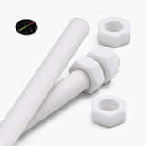 2x White PTFE M16 x 1000 mm Threaded Rods, Plastic Studding + 4 Nuts