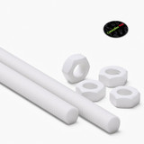 2x White PTFE M16 x 1000 mm Threaded Rods, Plastic Studding + 4 Nuts
