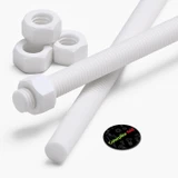 2x barre filettate in polipropilene bianco M10 x 200 mm + 4 dadi