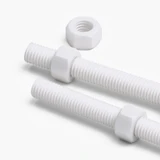 2x barre filettate in polipropilene bianco M10 x 200 mm + 4 dadi