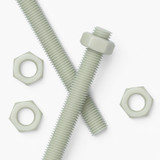 2x Natural Nylon PA66+GF M16 x 200 mm Threaded Rods, Studding + 4 Nuts