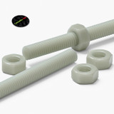 2x Natural Nylon PA66+GF M6 x 200 mm Threaded Rods, Studding + 4 Nuts