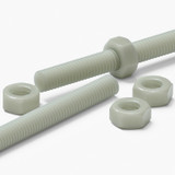 2x barre filettate in nylon PA66+GF naturale M6 x 200 mm + 4 dadi