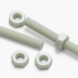 2x Natural Nylon PA66+GF M6 x 200 mm Threaded Rods, Studding + 4 Nuts