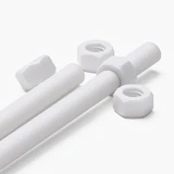 2x White Polypropylene (PP) M12 x 500 mm Threaded Rods, Studding + 4 Nuts