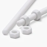 2x White PTFE M6 x 500 mm Threaded Rods, Plastic Studding + 4 Nuts