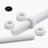 2x White PTFE M6 x 500 mm Threaded Rods, Plastic Studding + 4 Nuts