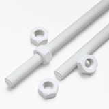 2x barre filettate in polipropilene bianco M10 x 1000 mm + 4 dadi