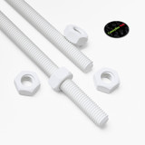 2x barre filettate in polipropilene bianco M10 x 1000 mm + 4 dadi