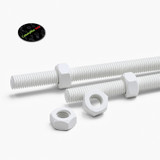 2x barre filettate in polipropilene bianco M10 x 1000 mm + 4 dadi