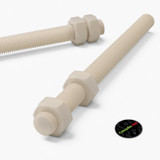 2x barre filettate in nylon PA66 naturale M16 x 200 mm + 4 dadi