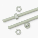 2x barre filettate in nylon PA66+GF naturale M10 x 500 mm + 4 dadi