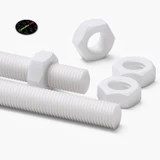 2x White PTFE M16 x 200 mm Threaded Rods, Plastic Studding + 4 Nuts