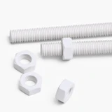 2x White PTFE M16 x 200 mm Threaded Rods, Plastic Studding + 4 Nuts