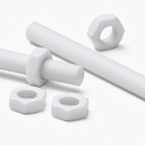 2x White PTFE M14 x 200 mm Threaded Rods, Plastic Studding + 4 Nuts