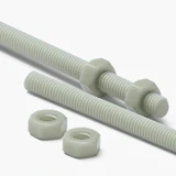2x Natural Nylon PA66+GF M6 x 1000 mm Threaded Rods, Studding + 4 Nuts