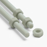 2x Natural Nylon PA66+GF M6 x 1000 mm Threaded Rods, Studding + 4 Nuts