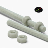 2x barre filettate in nylon PA66+GF naturale M6 x 1000 mm + 4 dadi