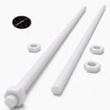 2x White PTFE M14 x 1000 mm Threaded Rods, Plastic Studding + 4 Nuts
