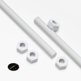 2x barre filettate in polipropilene bianco M8 x 1000 mm + 4 dadi