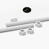 2x barre filettate in polipropilene bianco M8 x 1000 mm + 4 dadi