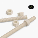 2x barre filettate in nylon PA66 naturale M12 x 500 mm + 4 dadi