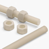 2x barre filettate in nylon PA66 naturale M12 x 500 mm + 4 dadi