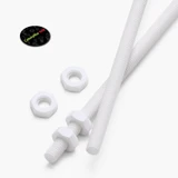 2x White PTFE M3 x 500 mm Threaded Rods, Plastic Studding + 4 Nuts