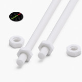2x White PTFE M3 x 500 mm Threaded Rods, Plastic Studding + 4 Nuts