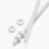 2x White PTFE M3 x 500 mm Threaded Rods, Plastic Studding + 4 Nuts