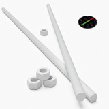 2x White Polypropylene (PP) M12 x 1000 mm Threaded Rods, Studding + 4 Nuts