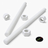 2x barre filettate in polipropilene bianco M12 x 1000 mm + 4 dadi