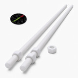 2x White PTFE M12 x 1000 mm Threaded Rods, Plastic Studding + 4 Nuts