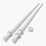 2x White PTFE M12 x 1000 mm Threaded Rods, Plastic Studding + 4 Nuts