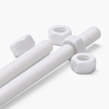 2x barre filettate in PTFE bianco M12 x 1000 mm + 4 dadi
