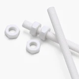 2x White PTFE M4 x 1000 mm Threaded Rods, Plastic Studding + 4 Nuts