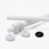 2x White PTFE M4 x 1000 mm Threaded Rods, Plastic Studding + 4 Nuts