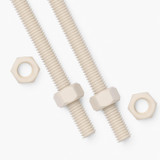 2x Natural Nylon PA66 M5 x 1000 mm Threaded Rods, Plastic Studding + 4 Nuts