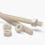 2x Natural Nylon PA66 M8 x 500 mm Threaded Rods, Plastic Studding + 4 Nuts