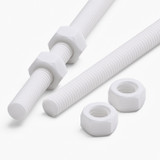2x barre filettate in PTFE bianco M5 x 500 mm + 4 dadi