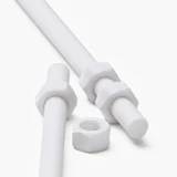 2x White PTFE M5 x 500 mm Threaded Rods, Plastic Studding + 4 Nuts