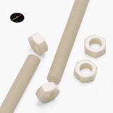 2x barre filettate in nylon PA66 naturale M16 x 500 mm + 4 dadi