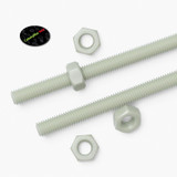 2x barre filettate in nylon PA66+GF naturale M10 x 1000 mm + 4 dadi