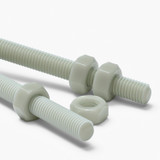 2x barre filettate in nylon PA66+GF naturale M10 x 200 mm + 4 dadi