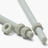 2x barre filettate in nylon PA66+GF naturale M8 x 200 mm + 4 dadi