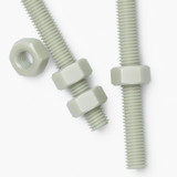 2x Natural Nylon PA66+GF M8 x 200 mm Threaded Rods, Studding + 4 Nuts