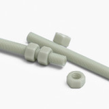 2x Natural Nylon PA66+GF M12 x 1000 mm Threaded Rods, Studding + 4 Nuts