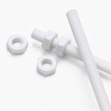 2x barre filettate in PTFE bianco M4 x 500 mm + 4 dadi