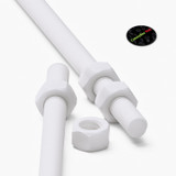2x White PTFE M5 x 1000 mm Threaded Rods, Plastic Studding + 4 Nuts