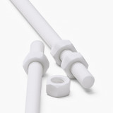 2x White PTFE M5 x 1000 mm Threaded Rods, Plastic Studding + 4 Nuts